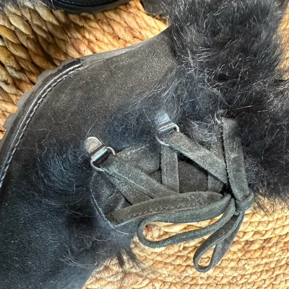 Coach Elegant Black Suede Mules Kristy 10 B Fur-Trimmed Women's Slip On Heels - Picture 7 of 10